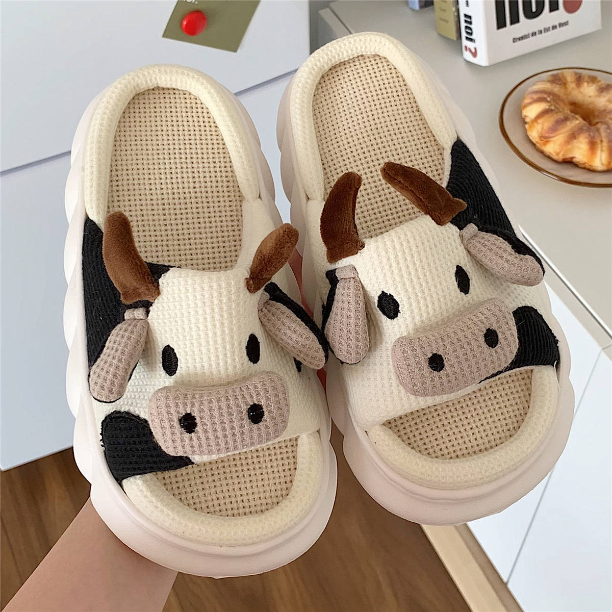 Slippers Four Seasons Indoor Home  Cute Cartoon Cow design - myfunfarm