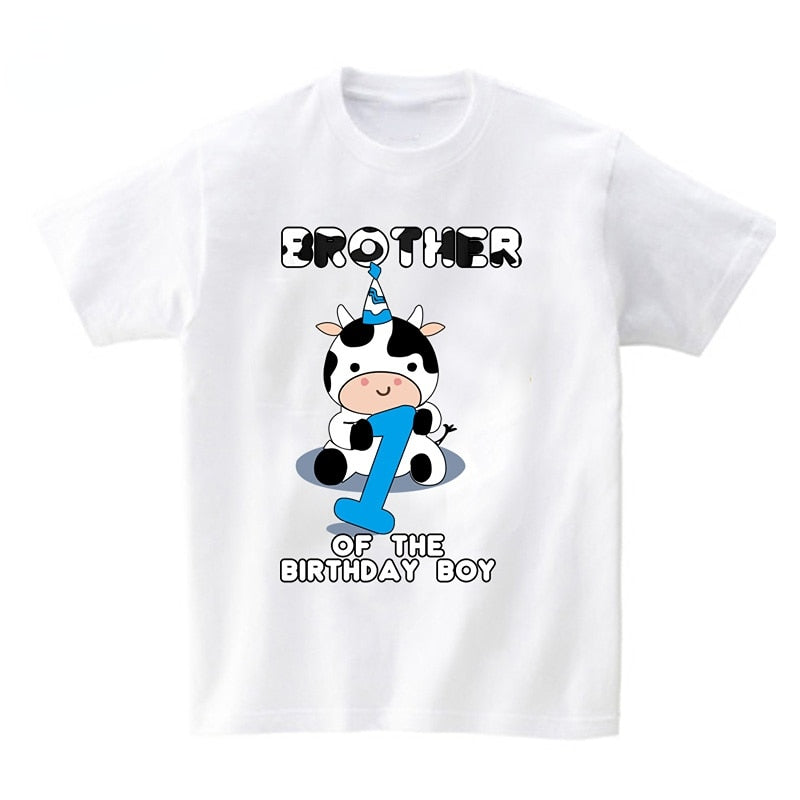 Baby Cow Birthday Party T Shirt Family Outfit Matching Clothes Holiday Look Father Mother Kids Shits 1 Year First Birthday Shirt - myfunfarm