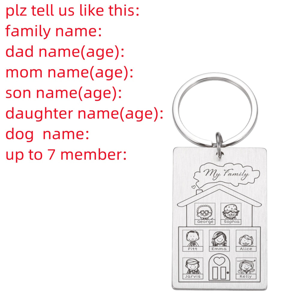 Personalized Keychain Custom Name Engraved Family Love Cute - myfunfarm