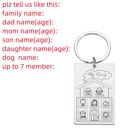 Personalized Keychain Custom Name Engraved Family Love Cute - myfunfarm