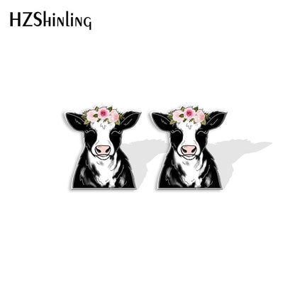 Cow Cute Acrylic Resin Earrings Epoxy Handmade Jewelry