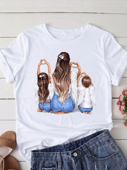 Lovely Mom and kids Print Summer Graphic T-Shirt - myfunfarm