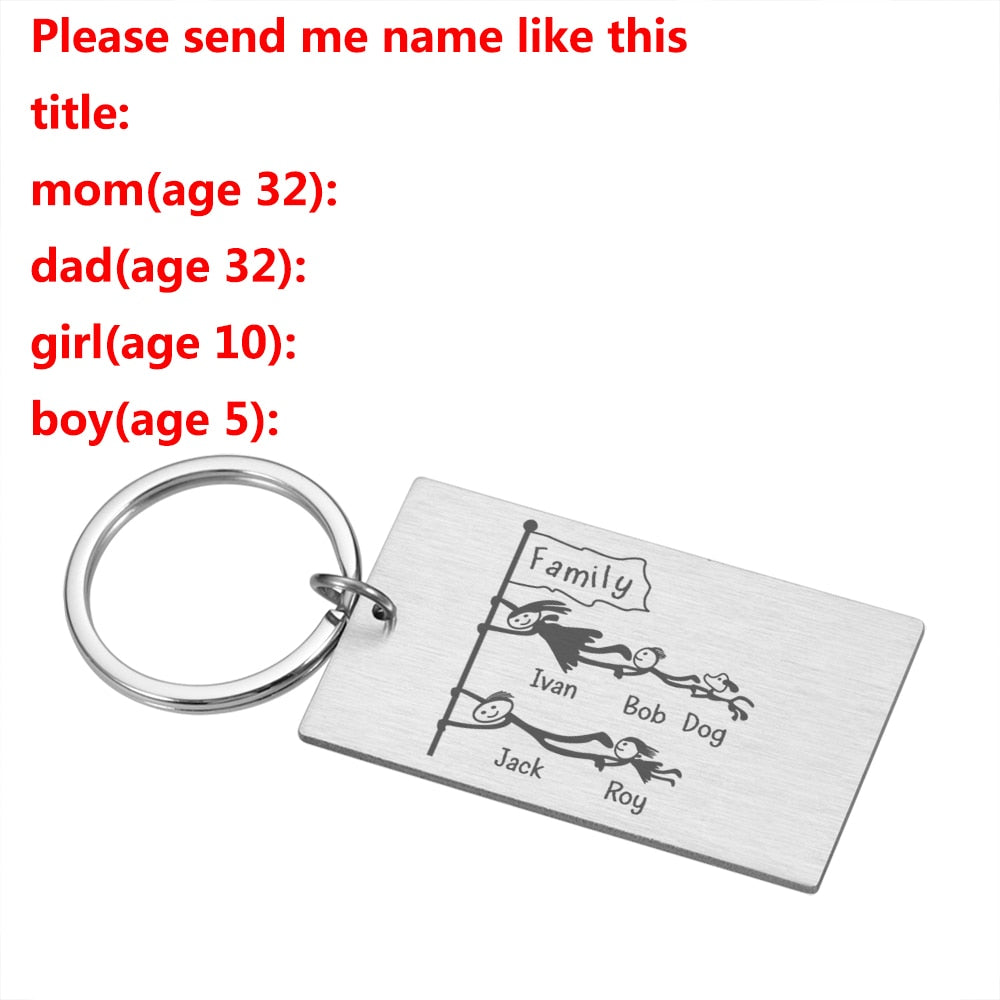Personalized Keychain Custom Name Engraved Family Love Cute - myfunfarm