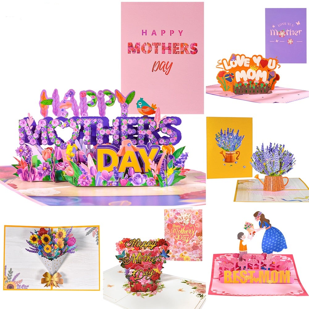 3D Pop Up Mothers Day Cards Gifts Floral Bouquet - myfunfarm