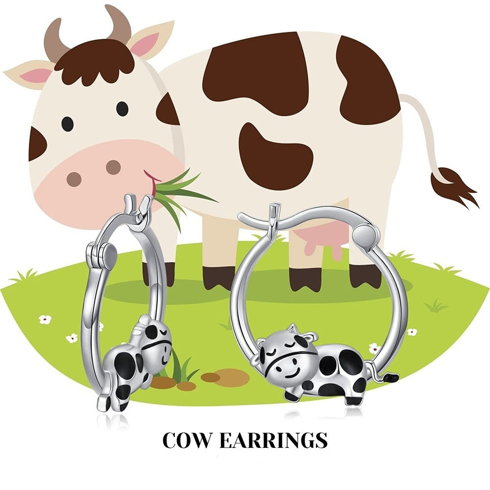 Silver Plated Earrings for Cow Lovers - myfunfarm