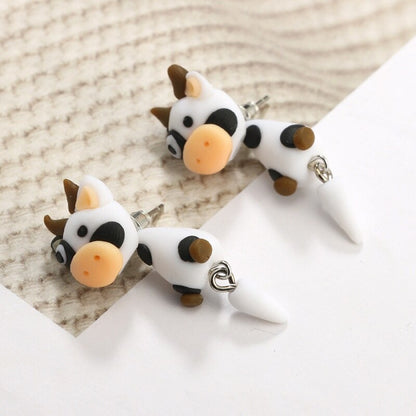 Polymer Clay Earrings Cute Cow Stud Earrings - myfunfarm