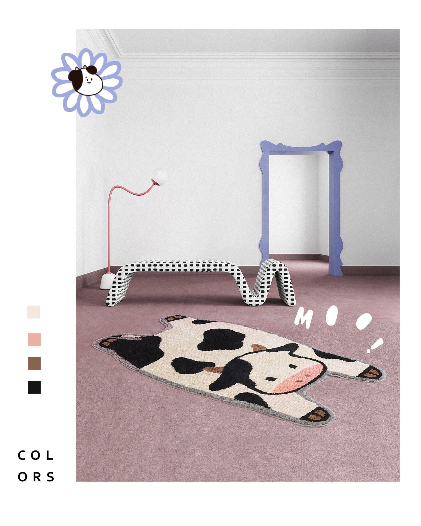 Cute Cow Bedroom Carpet Soft Plush Rug - myfunfarm