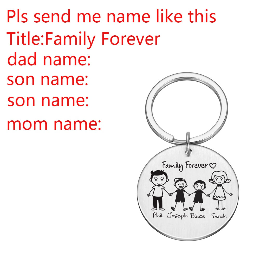 Personalized Keychain Custom Name Engraved Family Love Cute - myfunfarm