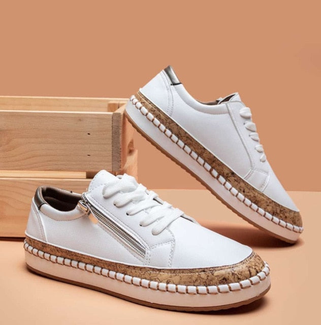 New Women Sneakers Floral Printed Lace Up