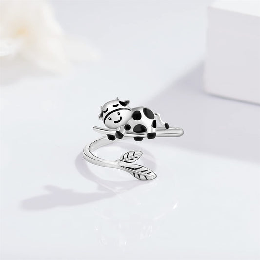 Silver Plated Open Ring for Cow Lovers - myfunfarm