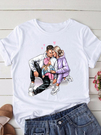Lovely Mom and kids Print Summer Graphic T-Shirt - myfunfarm