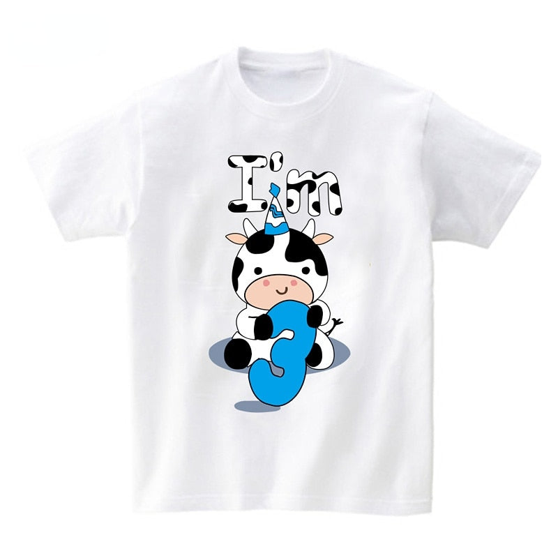 Baby Cow Birthday Party T Shirt Family Outfit Matching Clothes Holiday Look Father Mother Kids Shits 1 Year First Birthday Shirt - myfunfarm