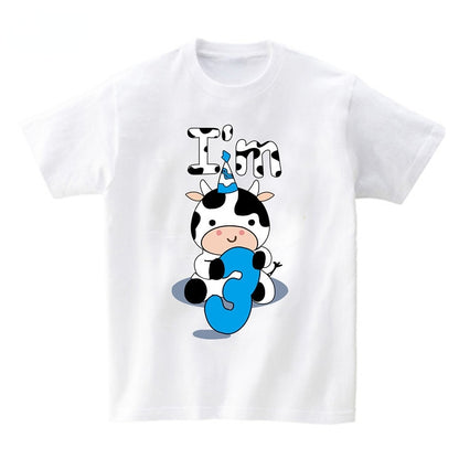 Baby Cow Birthday Party T Shirt Family Outfit Matching Clothes Holiday Look Father Mother Kids Shits 1 Year First Birthday Shirt - myfunfarm