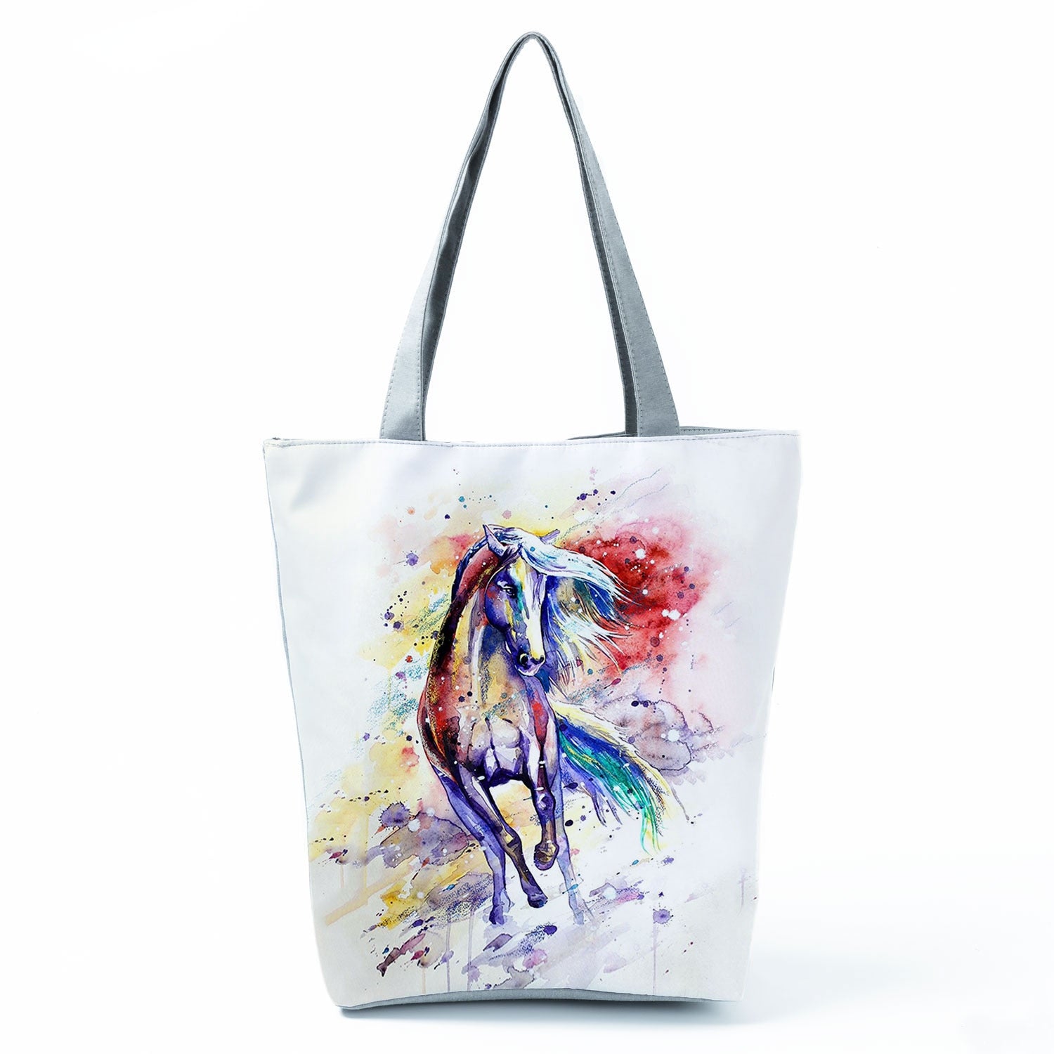 Watercolor Horse Print Shopping Tote bag - myfunfarm