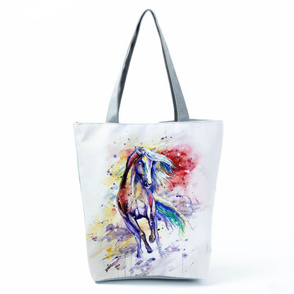 Watercolor Horse Print Shopping Tote bag - myfunfarm
