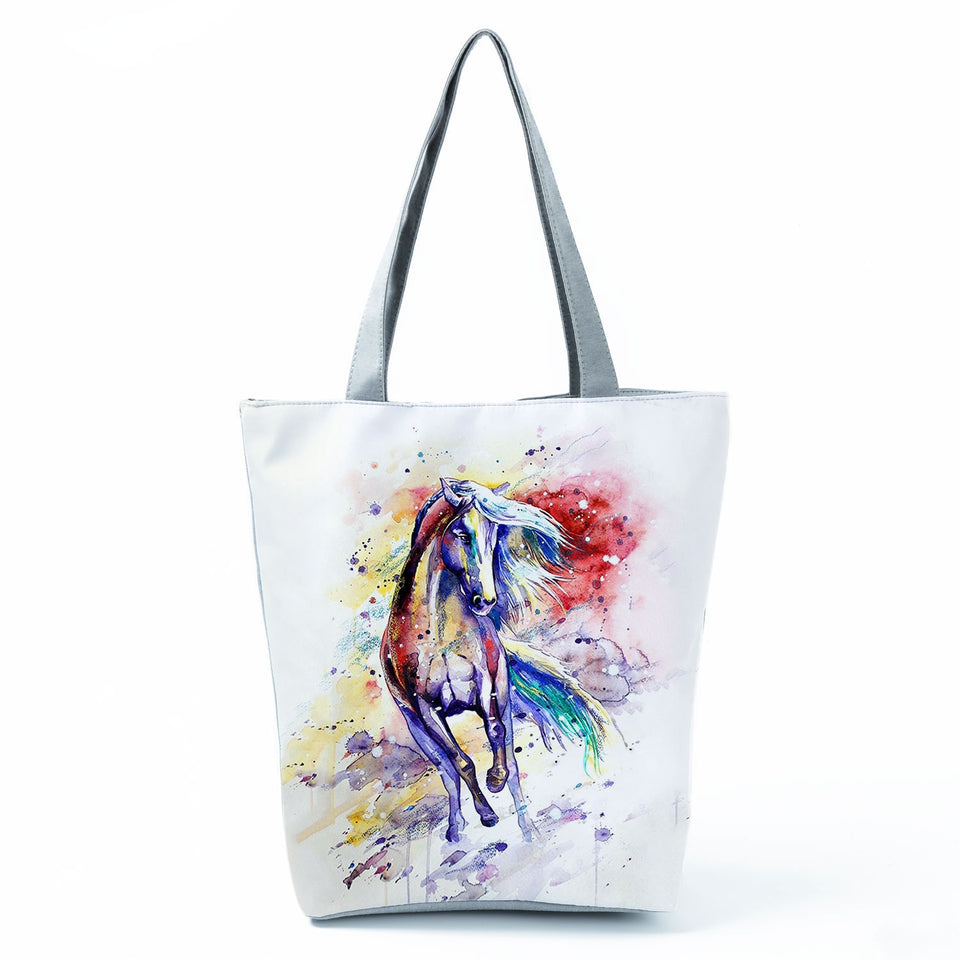 Watercolor Horse Print Shopping Tote bag