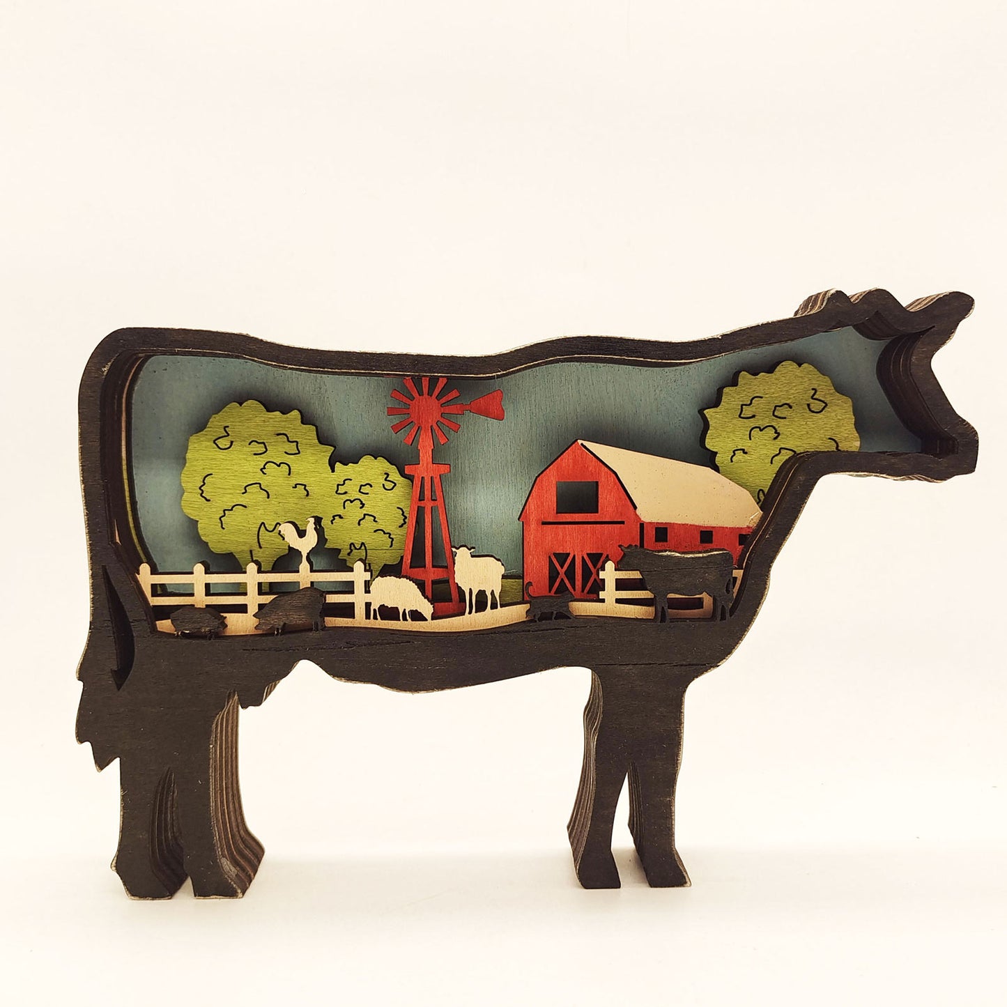 3D Wooden Pig cow Lamp Led  Decor Christmas Gifts - myfunfarm