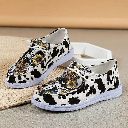 Sunflower Cow Pattern Canvas Shoes Comfortable