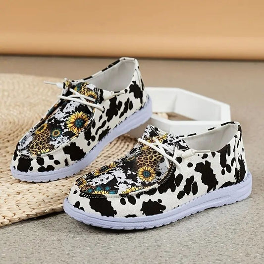 Sunflower Cow Pattern Canvas Shoes Comfortable