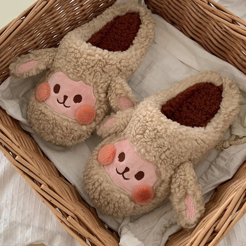Cute Cow House Slippers Warm Fluffy for Winter - myfunfarm