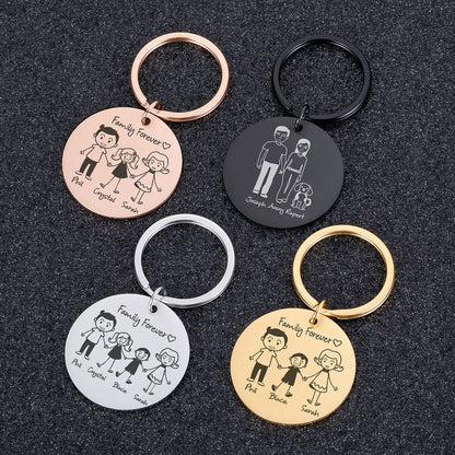Personalized Keychain Custom Name Engraved Family Love Cute - myfunfarm