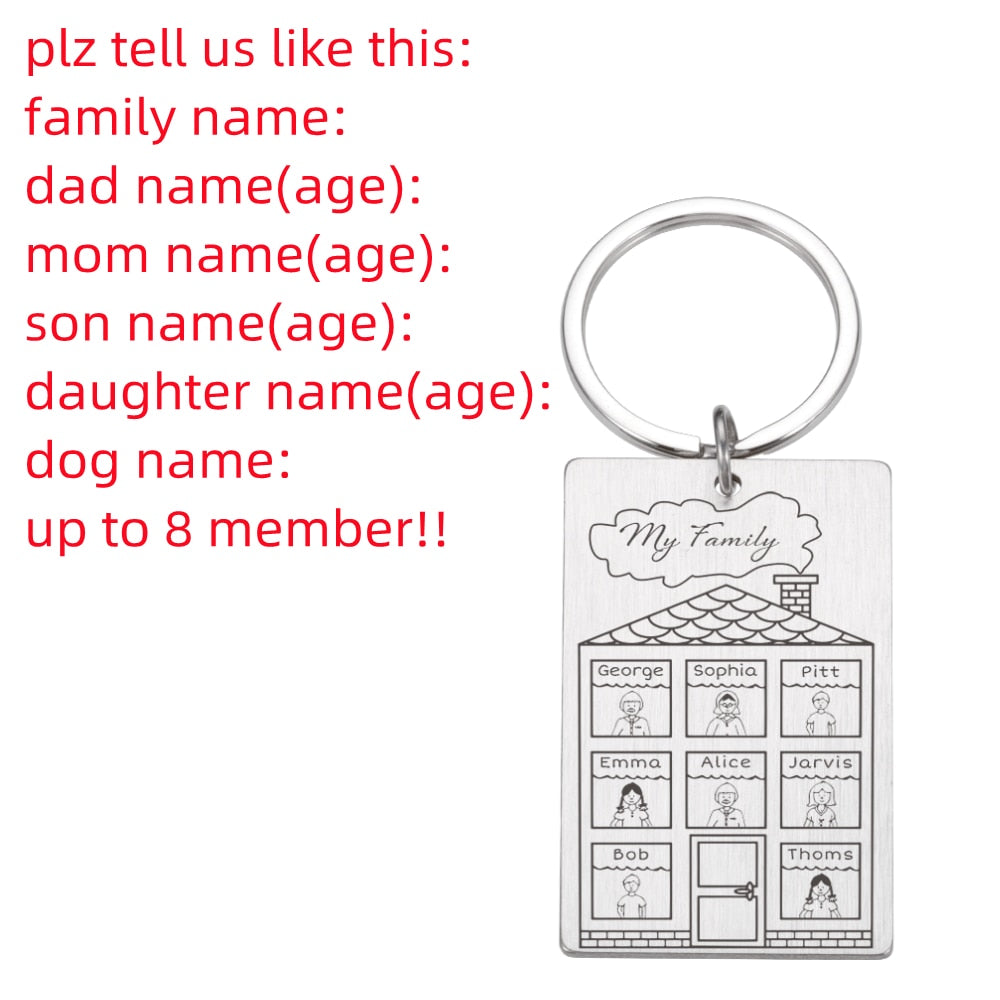 Personalized Keychain Custom Name Engraved Family Love Cute - myfunfarm