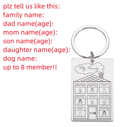 Personalized Keychain Custom Name Engraved Family Love Cute - myfunfarm