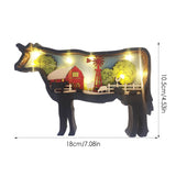 3D Wooden Pig cow Lamp Led  Decor Christmas Gifts
