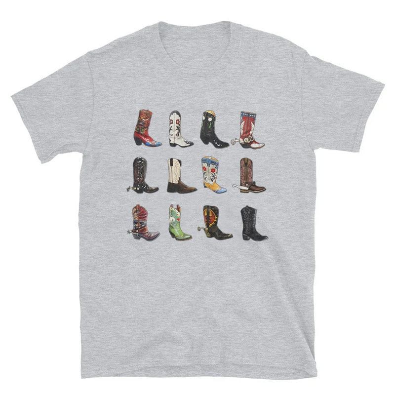 Boot Western T Shirt Cowgirl Cowboy Cute Graphic Hippie - myfunfarm