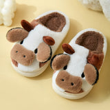 Cute Cow House Slippers Warm Fluffy for Winter