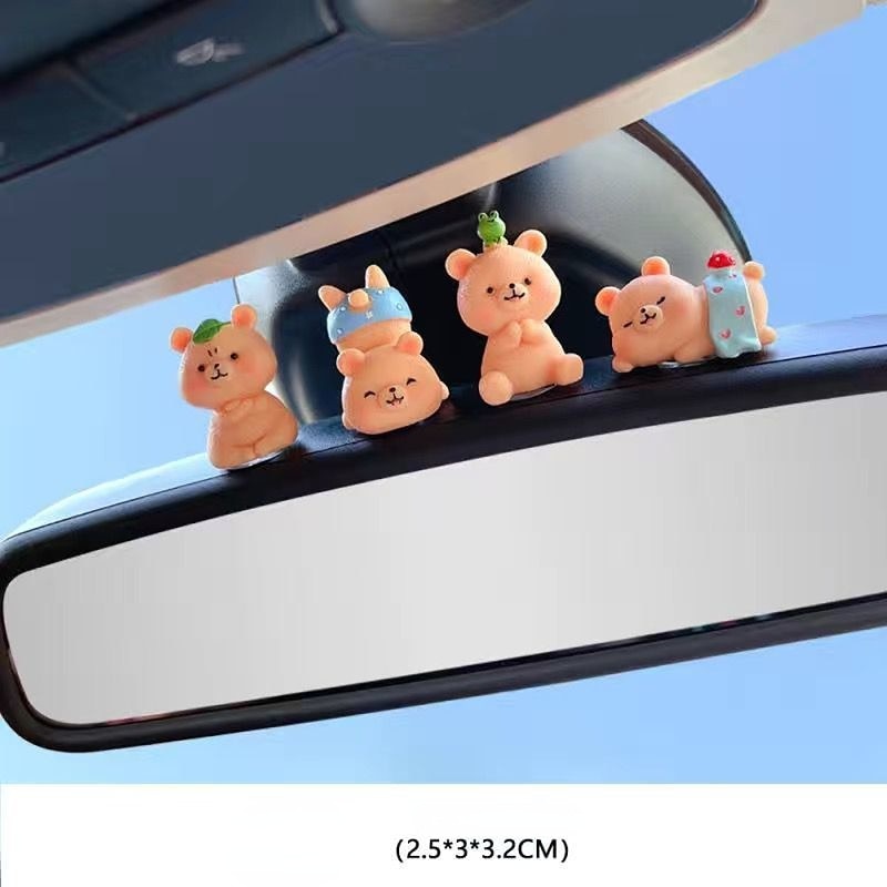 Resin Cartoon Little Cow Car Accessories Interior  Hanging Ornament Rear View Mirror