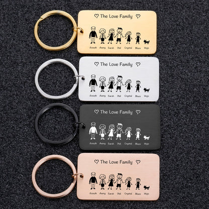 Personalized Keychain Custom Name Engraved Family Love Cute - myfunfarm