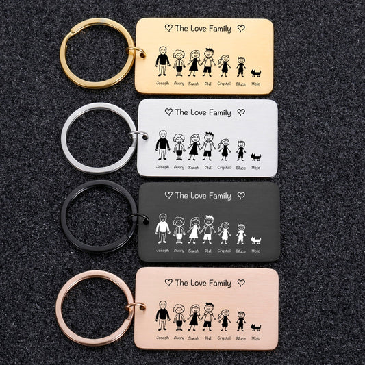 Personalized Keychain Custom Name Engraved Family Love Cute - myfunfarm