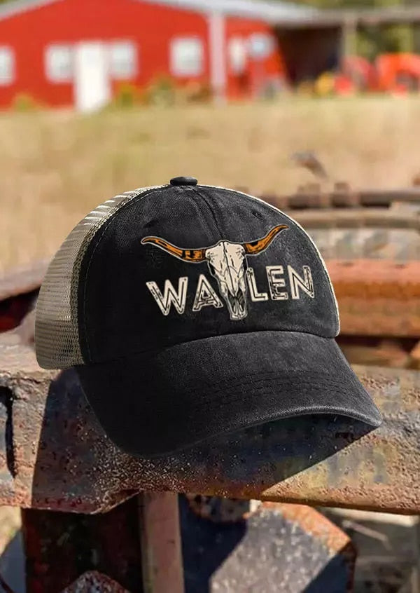 Baseball Cap Western Style Steer Skull Mesh Splicing - myfunfarm