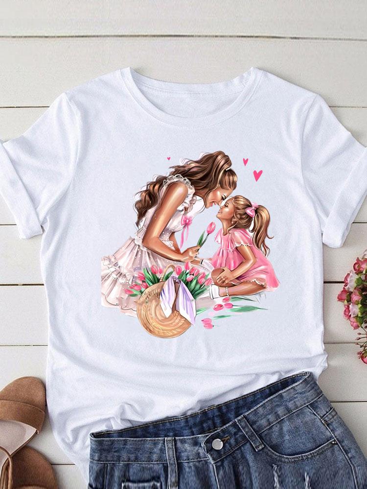 Lovely Mom and kids Print Summer Graphic T-Shirt - myfunfarm