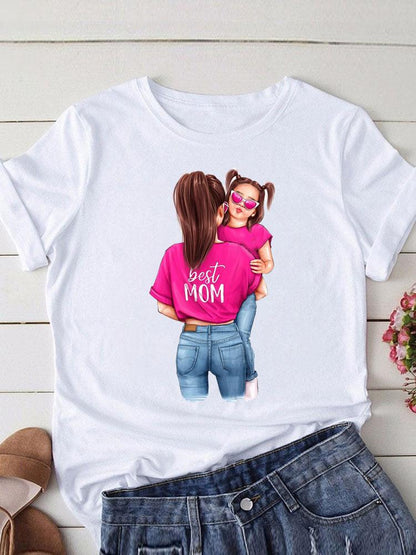 Lovely Mom and kids Print Summer Graphic T-Shirt - myfunfarm