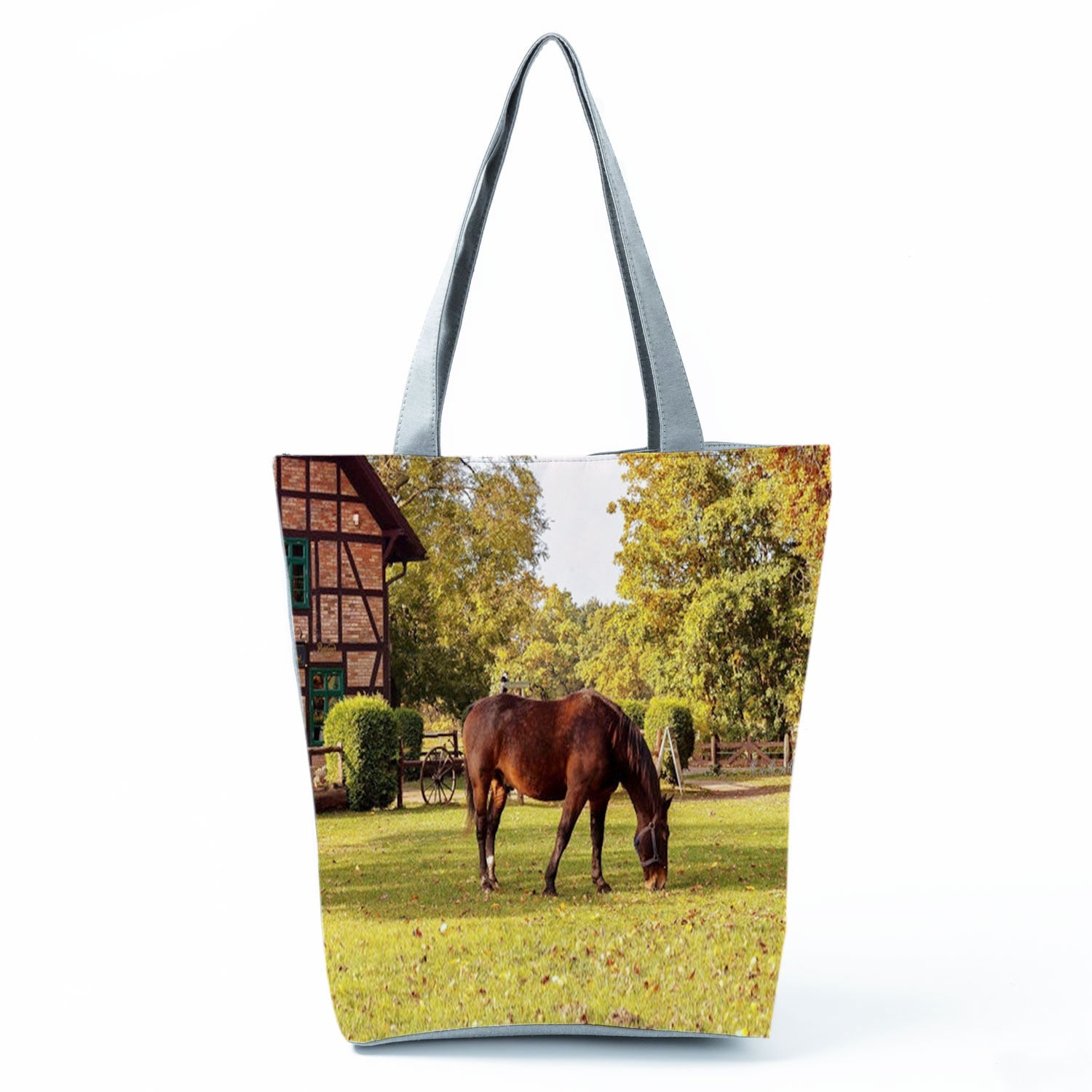 Watercolor Horse Print Shopping Tote bag - myfunfarm