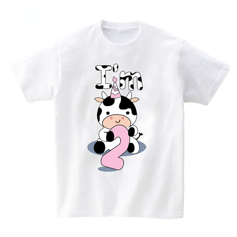 Baby Cow Birthday Party T Shirt Family Outfit Matching Clothes Holiday Look Father Mother Kids Shits 1 Year First Birthday Shirt - myfunfarm