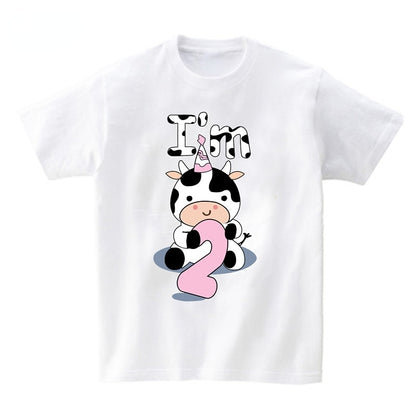 Baby Cow Birthday Party T Shirt Family Outfit Matching Clothes Holiday Look Father Mother Kids Shits 1 Year First Birthday Shirt - myfunfarm