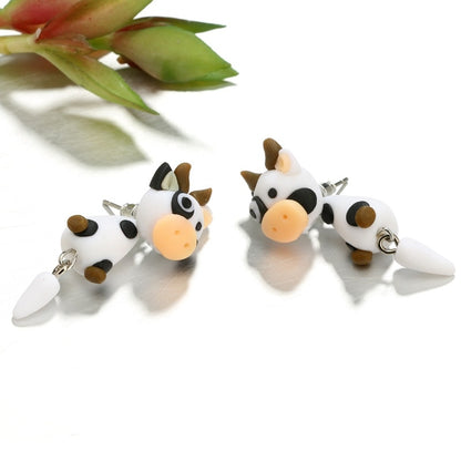 Polymer Clay Earrings Cute Cow Stud Earrings - myfunfarm
