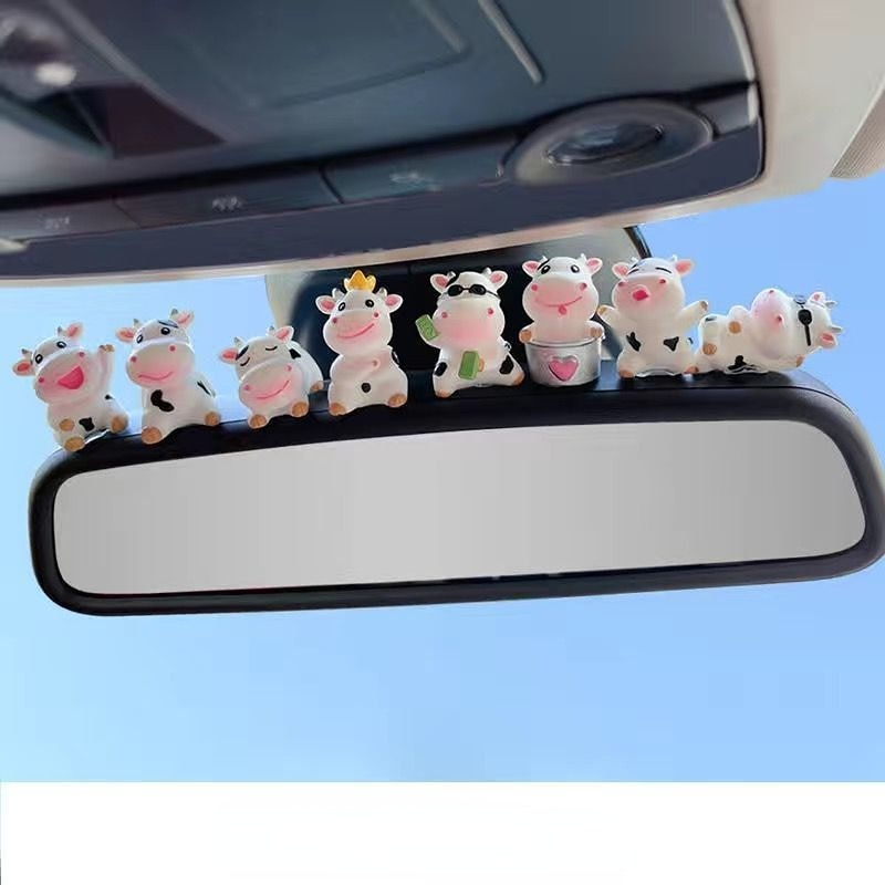 Resin Cartoon Little Cow Car Accessories Interior  Hanging Ornament Rear View Mirror - myfunfarm