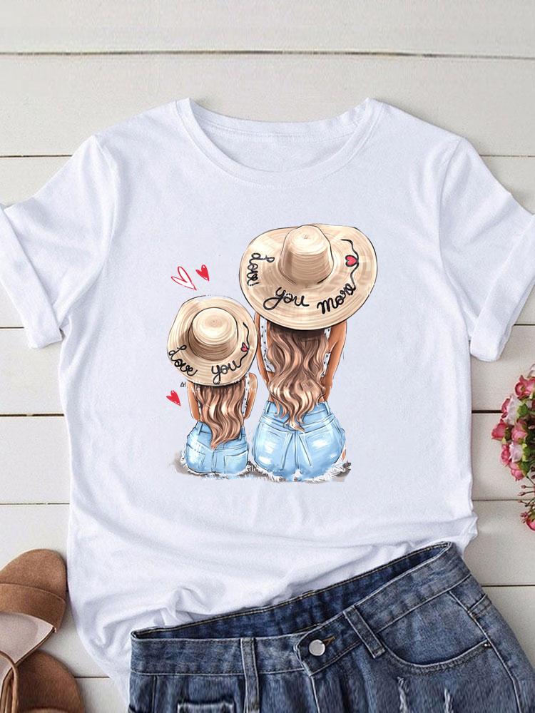 Lovely Mom and kids Print Summer Graphic T-Shirt - myfunfarm