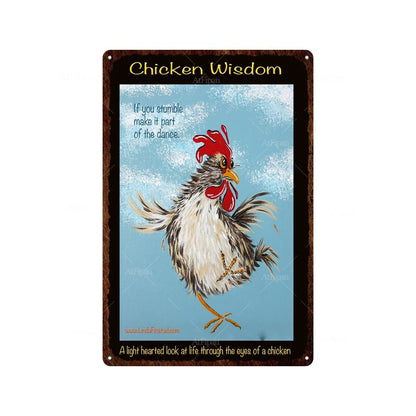 Fresh Eggs Metal Tin Sign Farm Home Wall Decor Happy Chicken Retro - myfunfarm