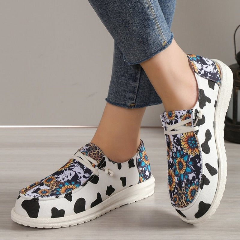 Sunflower Cow Pattern Canvas Shoes Comfortable