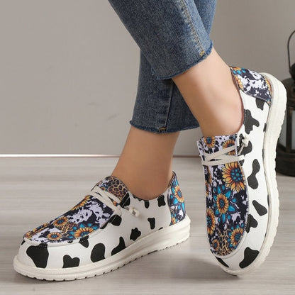 Sunflower Cow Pattern Canvas Shoes Comfortable