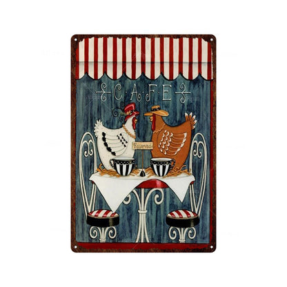 Fresh Eggs Metal Tin Sign Farm Home Wall Decor Happy Chicken Retro - myfunfarm