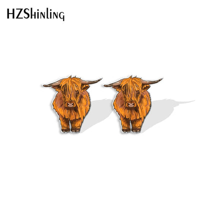 Cow Cute Acrylic Resin Earrings Epoxy Handmade Jewelry