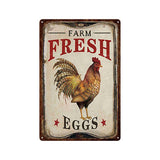 Fresh Eggs Metal Tin Sign Farm Home Wall Decor Happy Chicken Retro