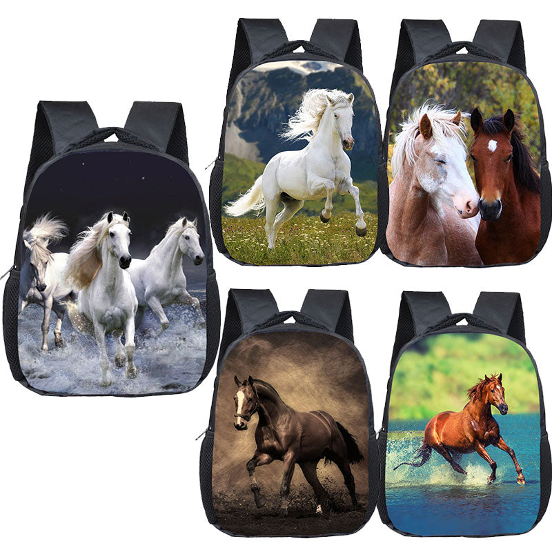 Horse Print Backpack Children School Bags