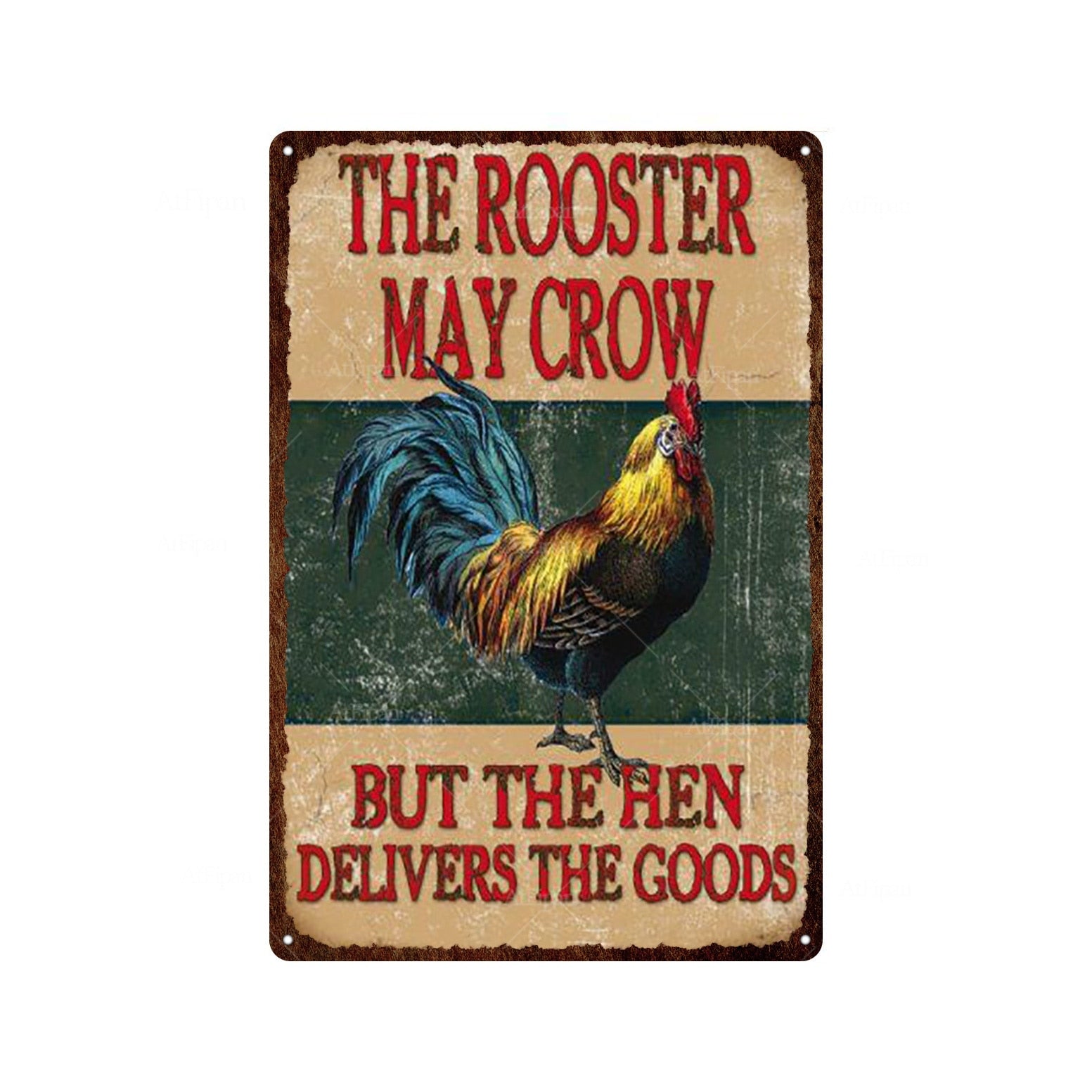 Fresh Eggs Metal Tin Sign Farm Home Wall Decor Happy Chicken Retro - myfunfarm
